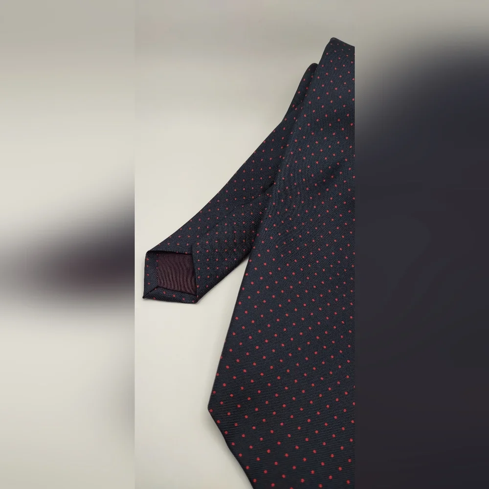 Navy Blue and Red‎ Polka Dot Tie